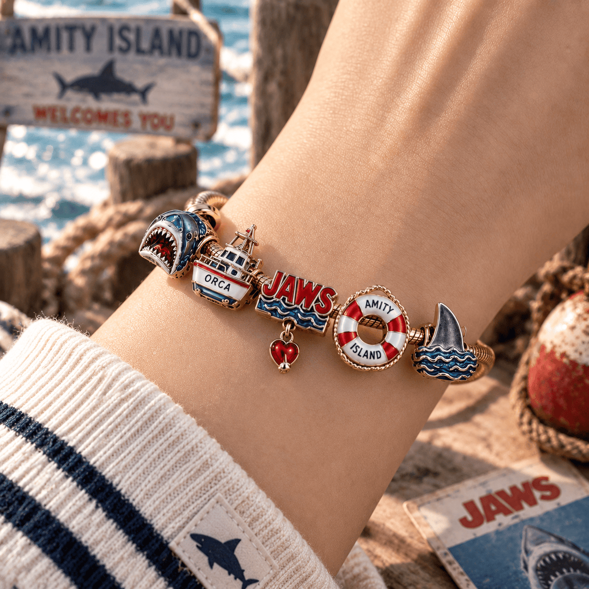 JAWS Gold Charm Bracelet Set PTT