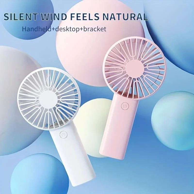 Portable Rechargeable Handheld Fan, Mini USB Fan 3 Speed, Small Fan with Phone Holder for Desk Travel