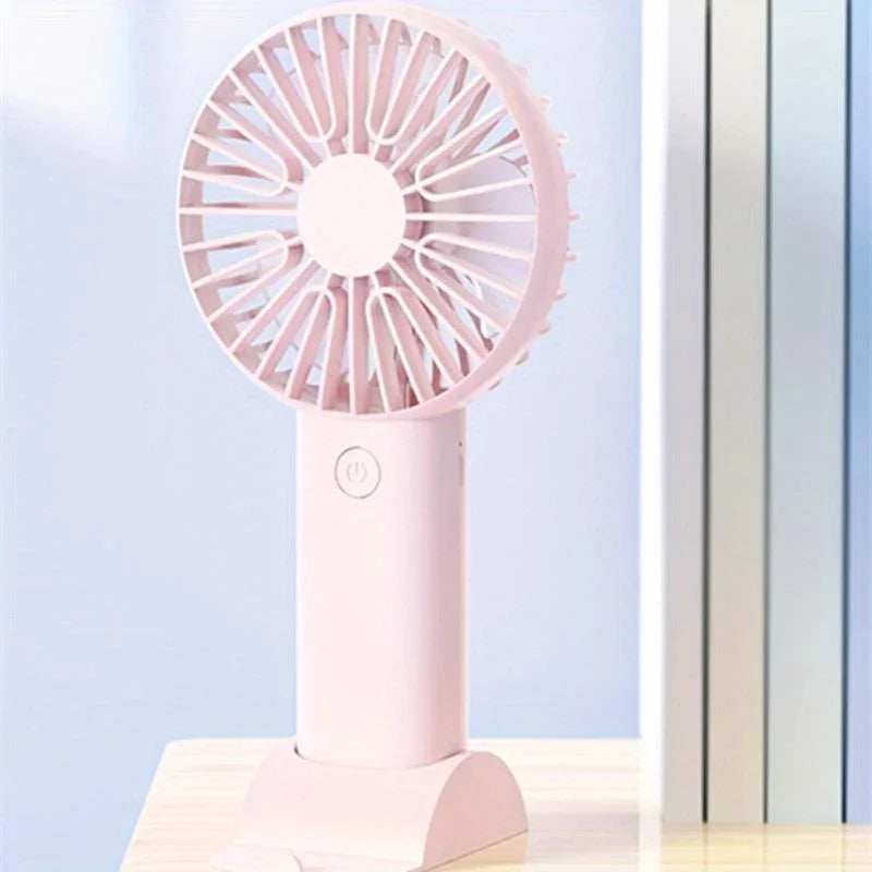 Portable Rechargeable Handheld Fan, Mini USB Fan 3 Speed, Small Fan with Phone Holder for Desk Travel